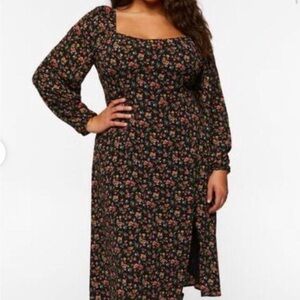 Forever 21 Orange and Red Long Sleeve Sundress